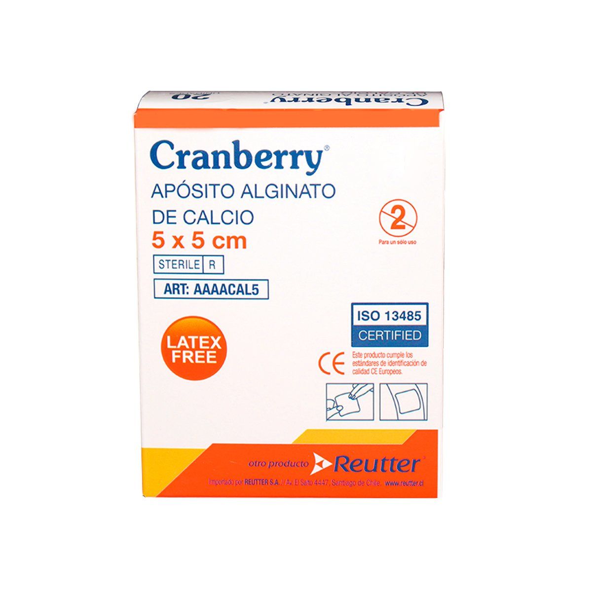 CRANBERRY - Apósito Alginato De Calcio 5x5 Cranberry - Pack De 5 Unid