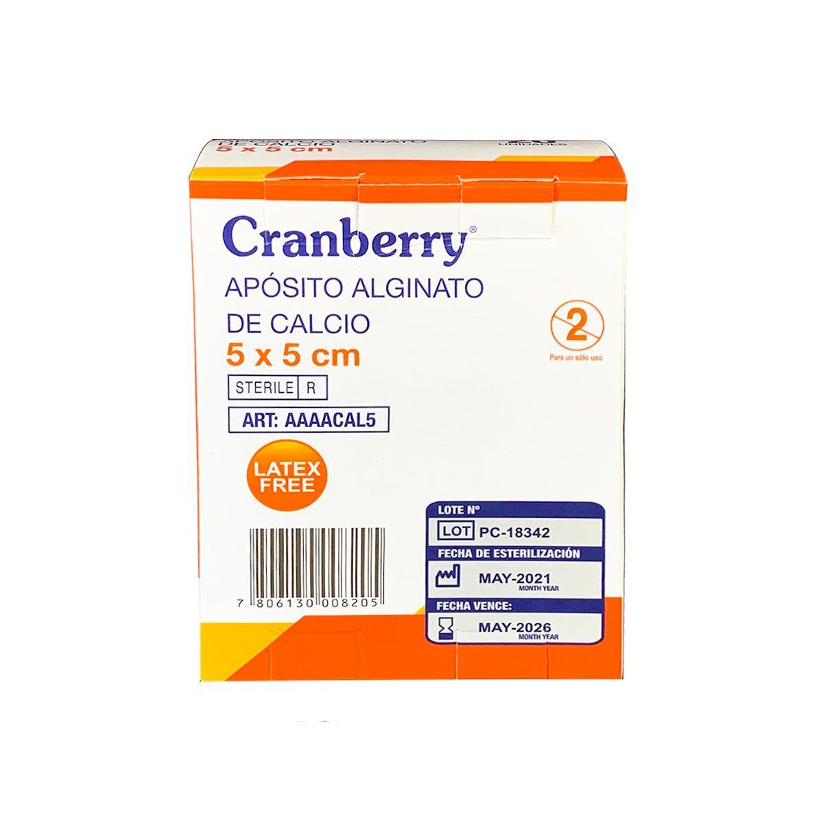 CRANBERRY - Apósito Alginato De Calcio 5x5 Cranberry - Pack De 5 Unid