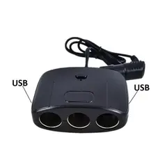 ESHOPANGIE - Adaptador Para Enchufe Encendedor Auto 1 A 3 +2 Usb Cargador