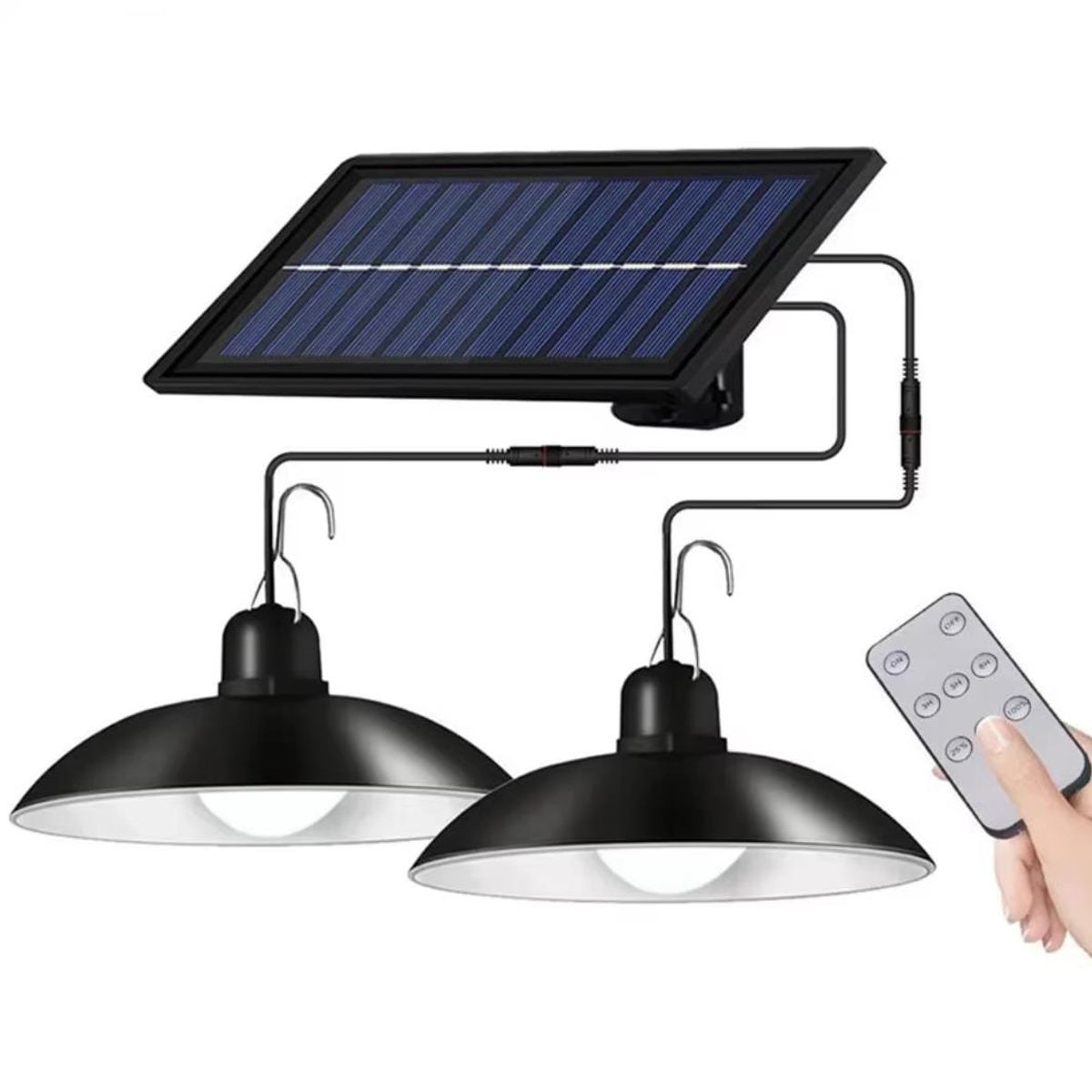 GENERICO - LAMPARA COLGANTE  DOBLE SOLAR CON CONTROL REMOTO 240W