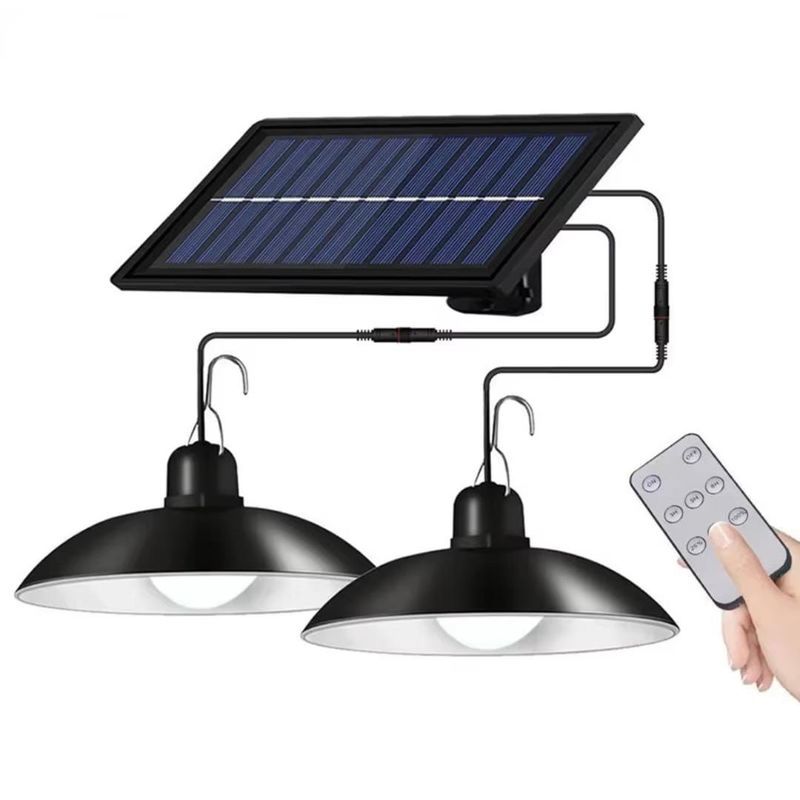 GENERICO - LAMPARA COLGANTE  DOBLE SOLAR CON CONTROL REMOTO 240W
