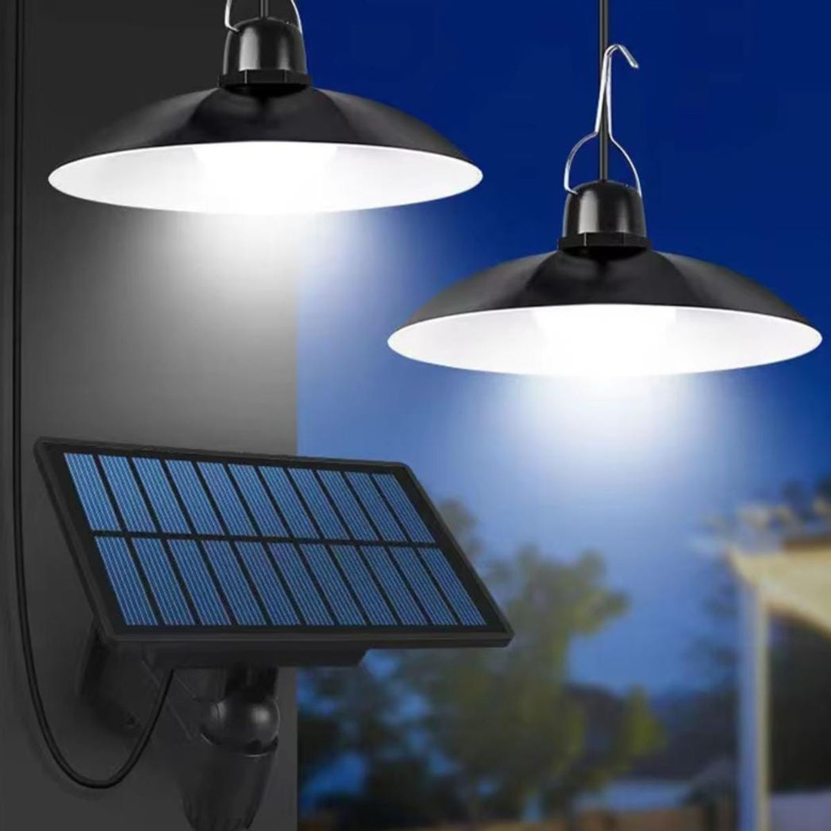 GENERICO - LAMPARA COLGANTE  DOBLE SOLAR CON CONTROL REMOTO 240W