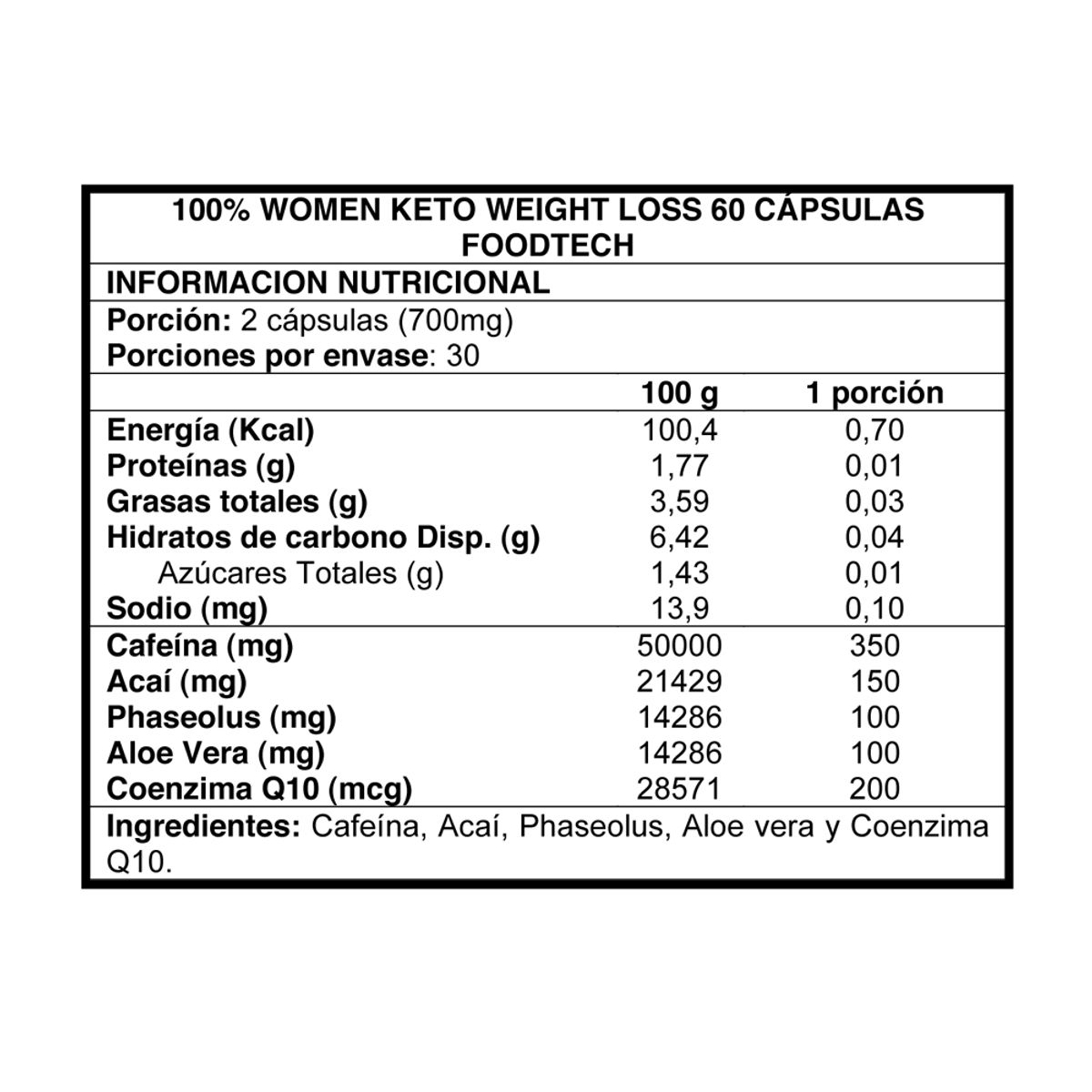 FOODTECH - 100% Women Keto Weight Loss 60 cap - Foodtech