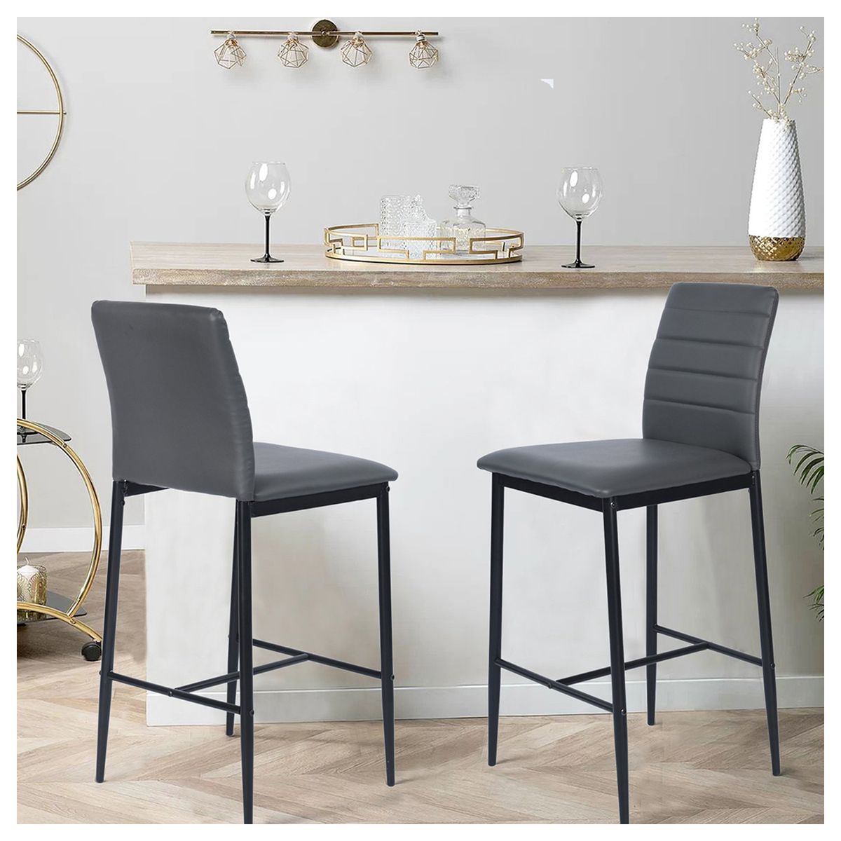 NOVAHUS - PACK 2 SILLA DE BAR BOSTON GRIS