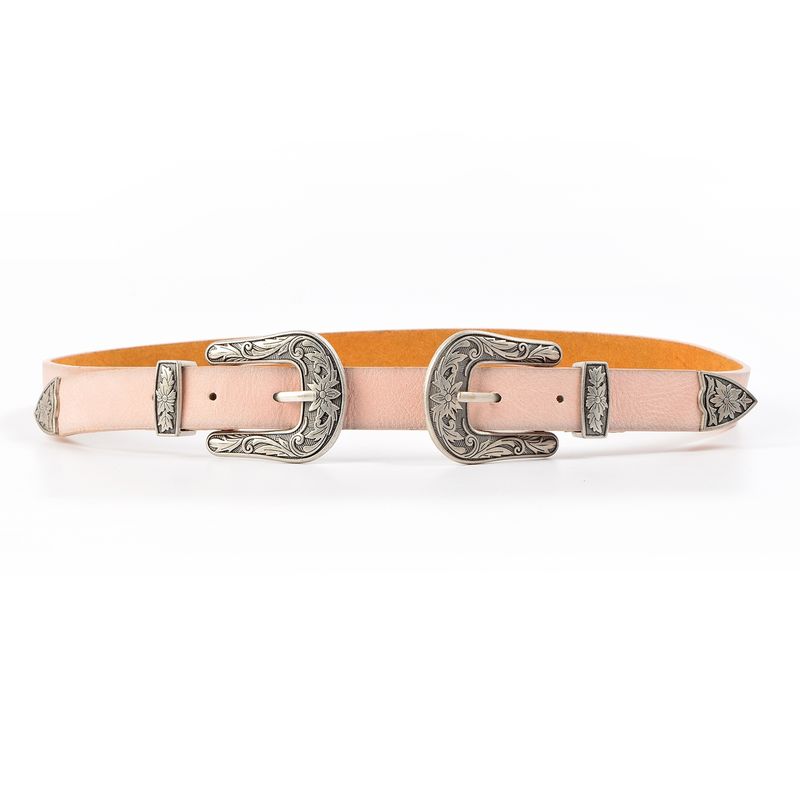 MAILEA - Cinturon angosto doble mujer rosado