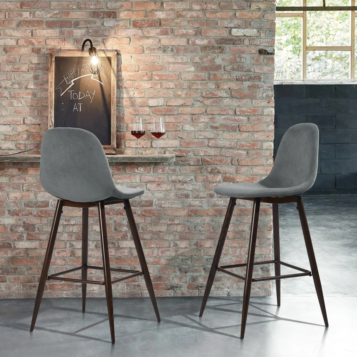 NOVAHUS - Pack 2 Pisos de Bar con Patas de Metal Gris