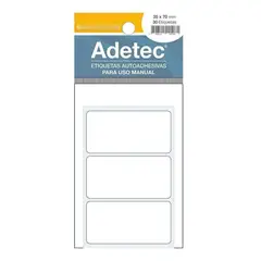 ADETEC - 30 Etiquetas Manual Rectangular Blanca 35x70 mm 126