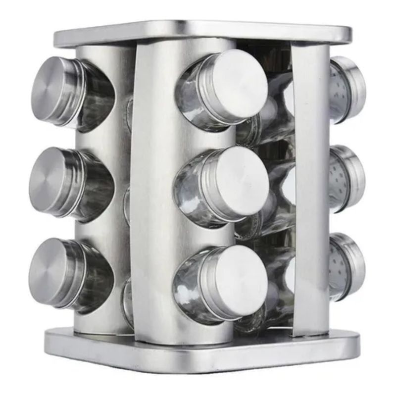 GENERICO - Condimenteros Especieros Metalico Giratorio 12 Frascos