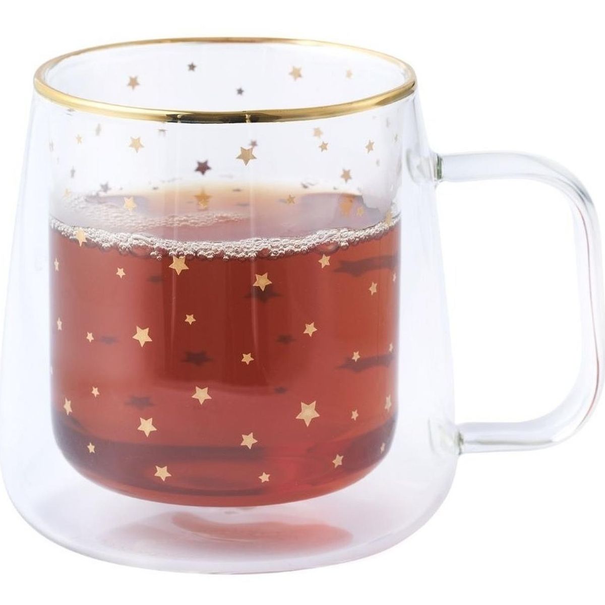 ADAGIO TEAS - Adagio Teas Taza Doble Vidrio Estrellas Doradas Grande