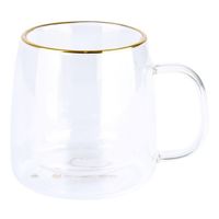 Taza Doble Vidrio Borde Dorado 250 ml