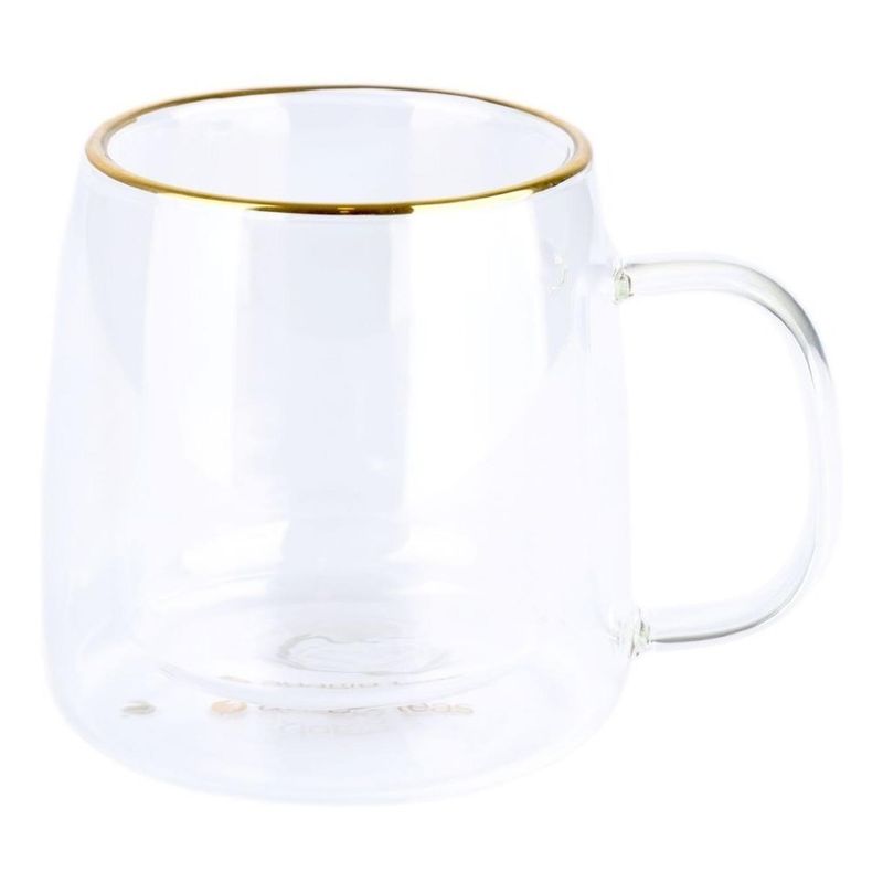 ADAGIO TEAS - Taza Doble Vidrio Borde Dorado 250 ml