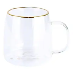ADAGIO TEAS - Taza Doble Vidrio Borde Dorado 250 ml