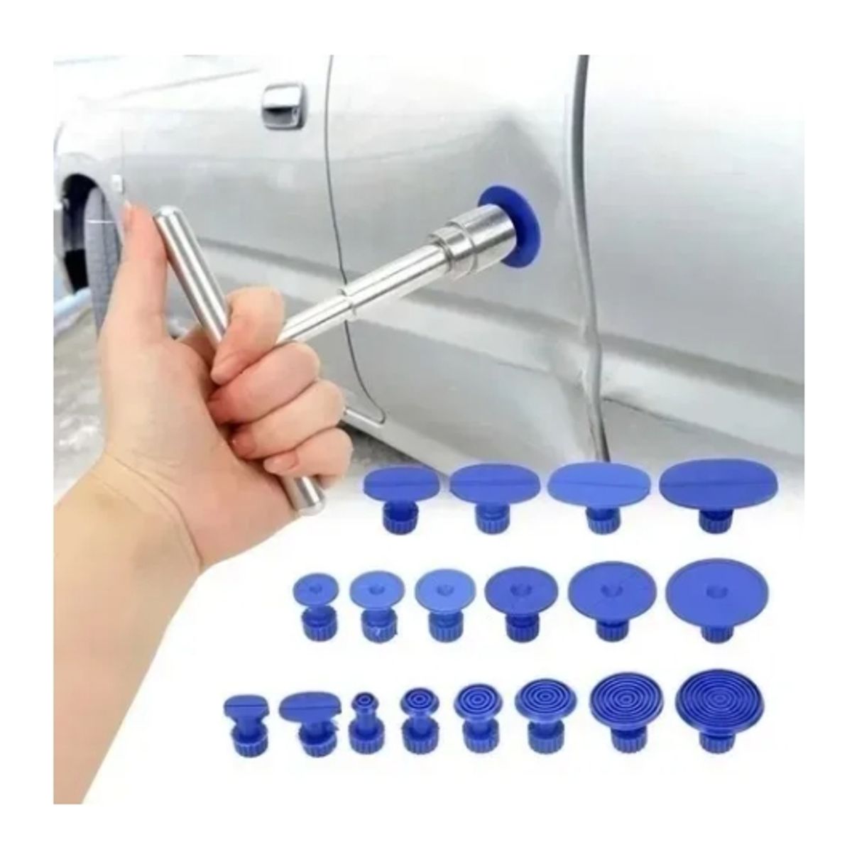 ESHOPANGIE - Kit Desabollador Ventosa Reparación Abolladuras Auto Azul