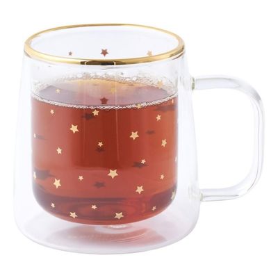 Imagen 2 del producto Taza Doble Vidrio Estrellas Doradas