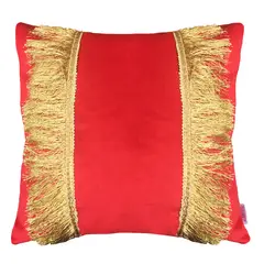 ELIZABETH PEPER - COJIN DECORATIVO DISEÑO FESTIVO ROJO Y DORADO 45X45 RELLENO.