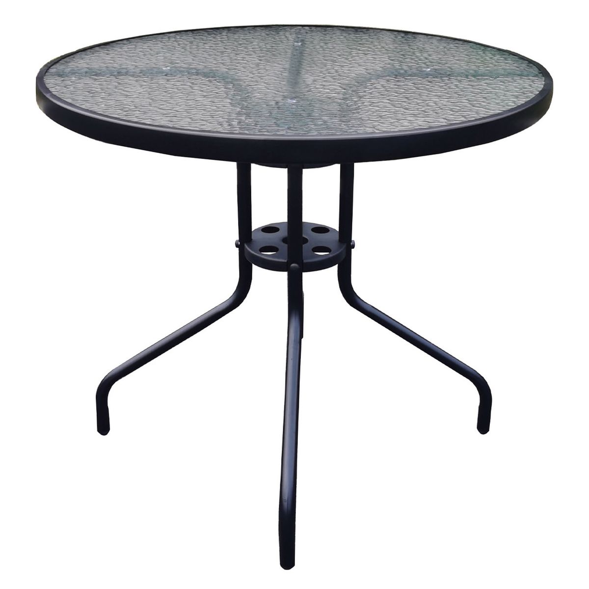 NOVAHUS - Mesa de Terraza de Vidrio y Acero 70x80 cm Negra