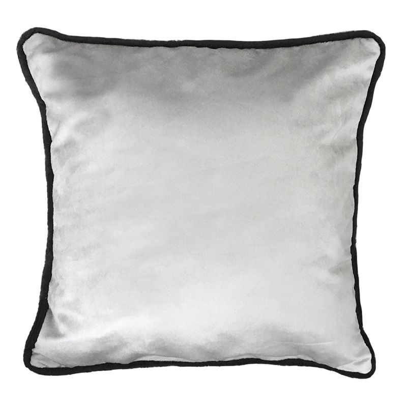 ELIZABETH PEPER - FUNDA COJIN DECORATIVO DISEÑO GRIS BORDE NEGRO 50x50.
