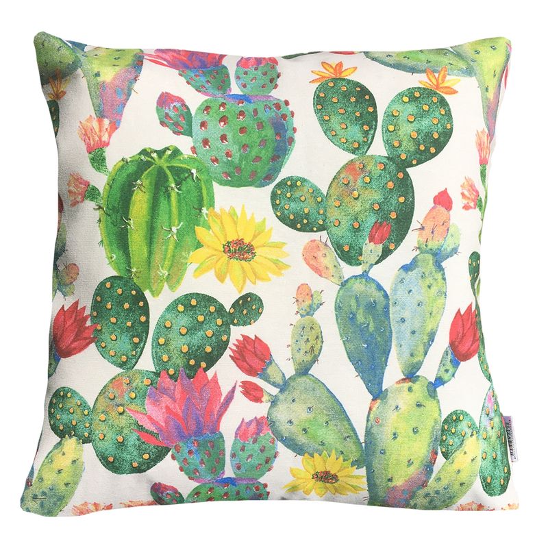 ELIZABETH PEPER - FUNDA COJIN DECORATIVO DISEÑO CACTUS VERDE 50x50.