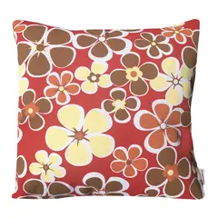 ELIZABETH PEPER - FUNDA COJIN DECORATIVO DISEÑO ROJO FLORES AMARILLAS Y CAFE 50x50.