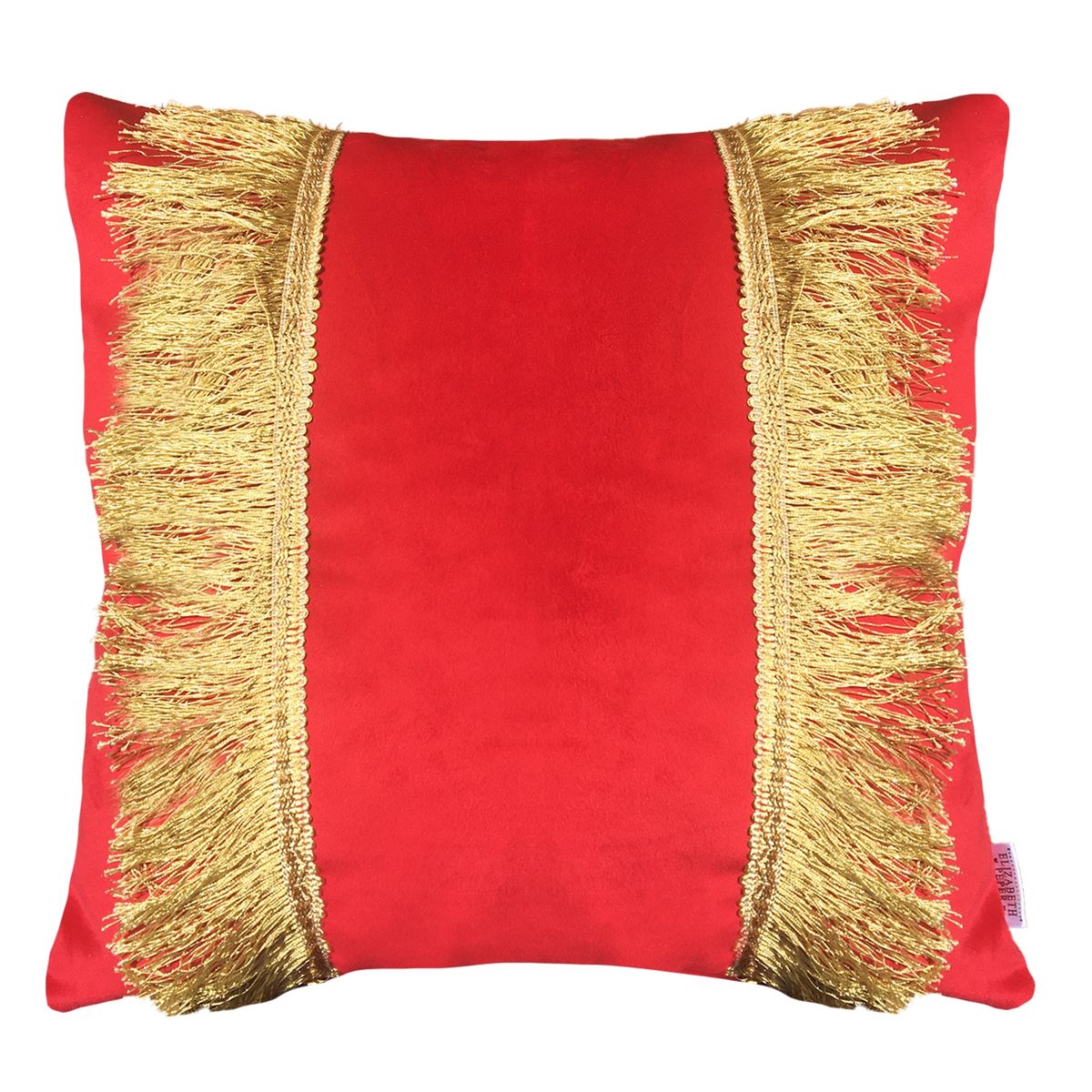 ELIZABETH PEPER - FUNDA COJIN DECORATIVO DISEÑO FESTIVO ROJO Y DORADO 50x50.