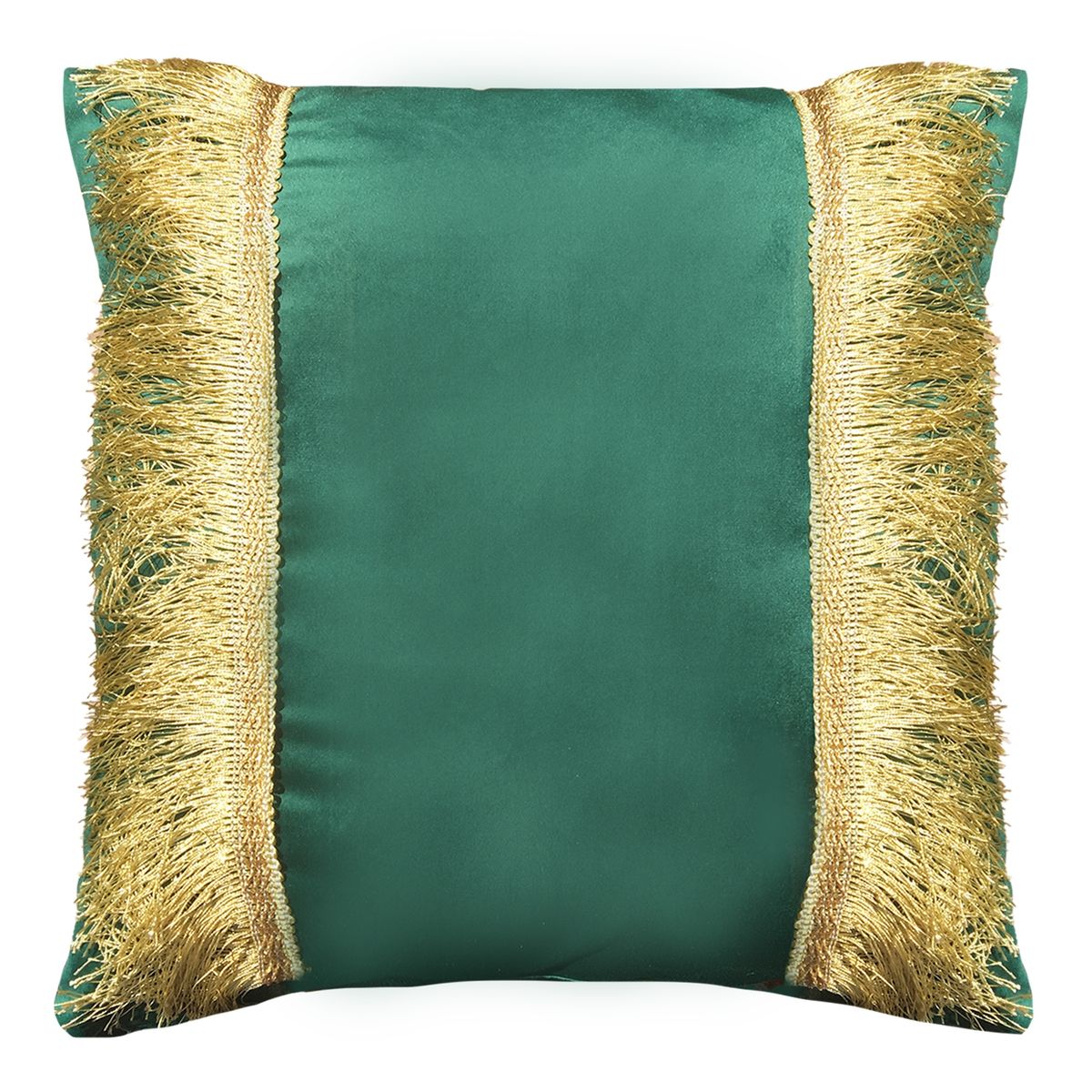 ELIZABETH PEPER - FUNDA COJIN DECORATIVO DISEÑO FESTIVO VERDE Y DORADO 50x50.