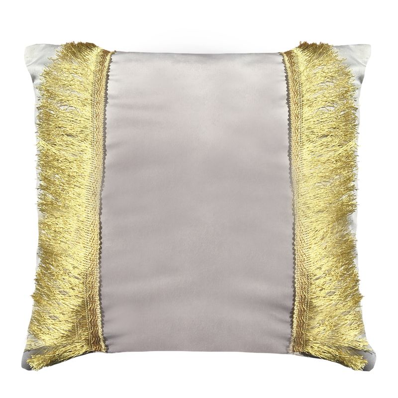 ELIZABETH PEPER - FUNDA COJIN DECORATIVO DISEÑO FESTIVO GRIS Y DORADO 50x50.