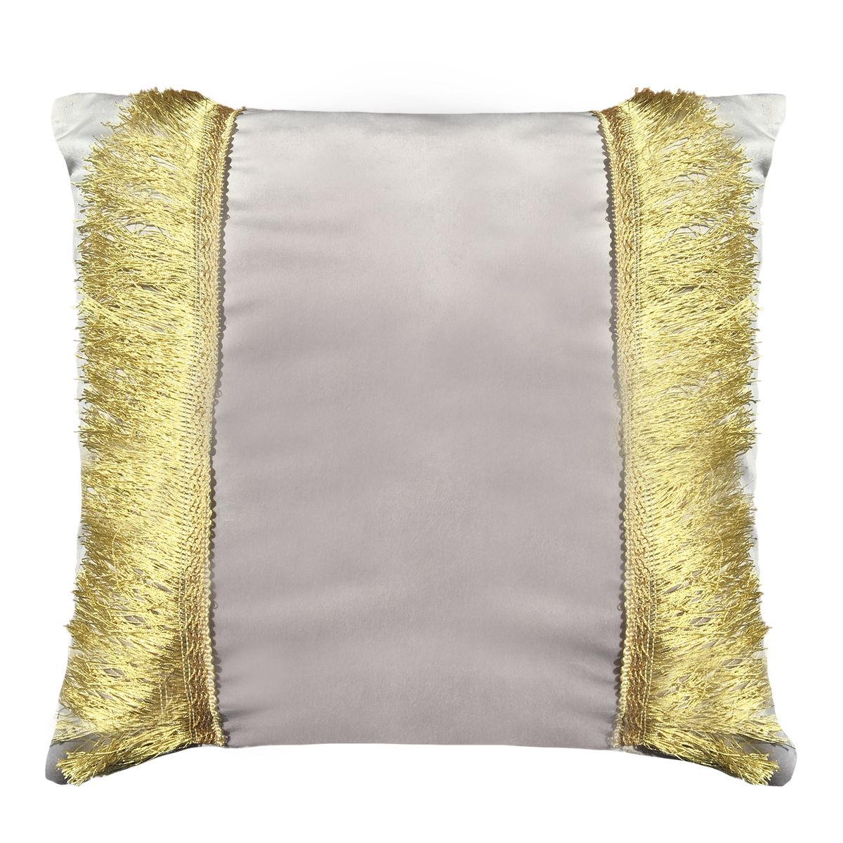 ELIZABETH PEPER - COJIN DECORATIVO DISEÑO FESTIVO GRIS Y DORADO 60X60 RELLENO.