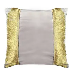 ELIZABETH PEPER - COJIN DECORATIVO DISEÑO FESTIVO GRIS Y DORADO 60X60 RELLENO.