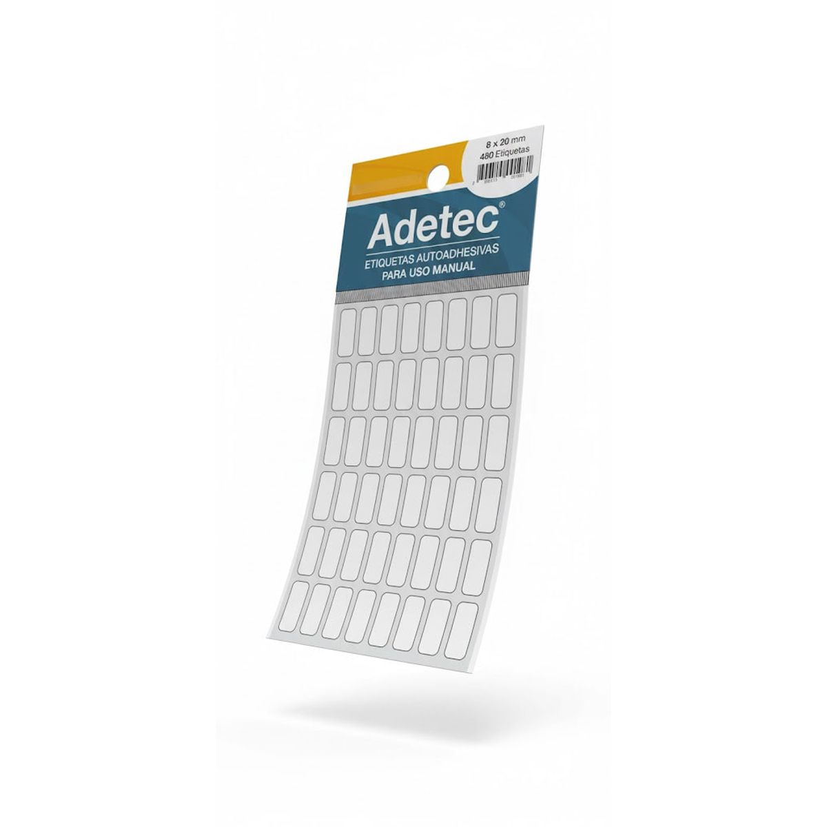 ADETEC - 480 Etiquetas Manual Adetec Rectangular Blanca 8x20 mm