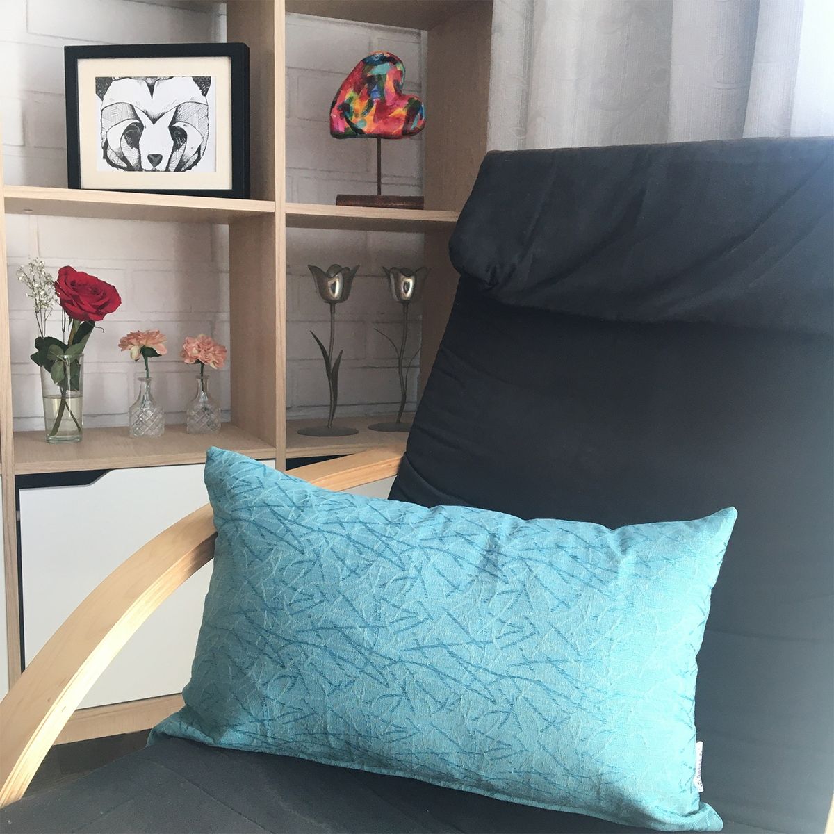 ELIZABETH PEPER - FUNDA COJIN DECORATIVO DISEÑO TEXTURA TURQUESA 50X30.