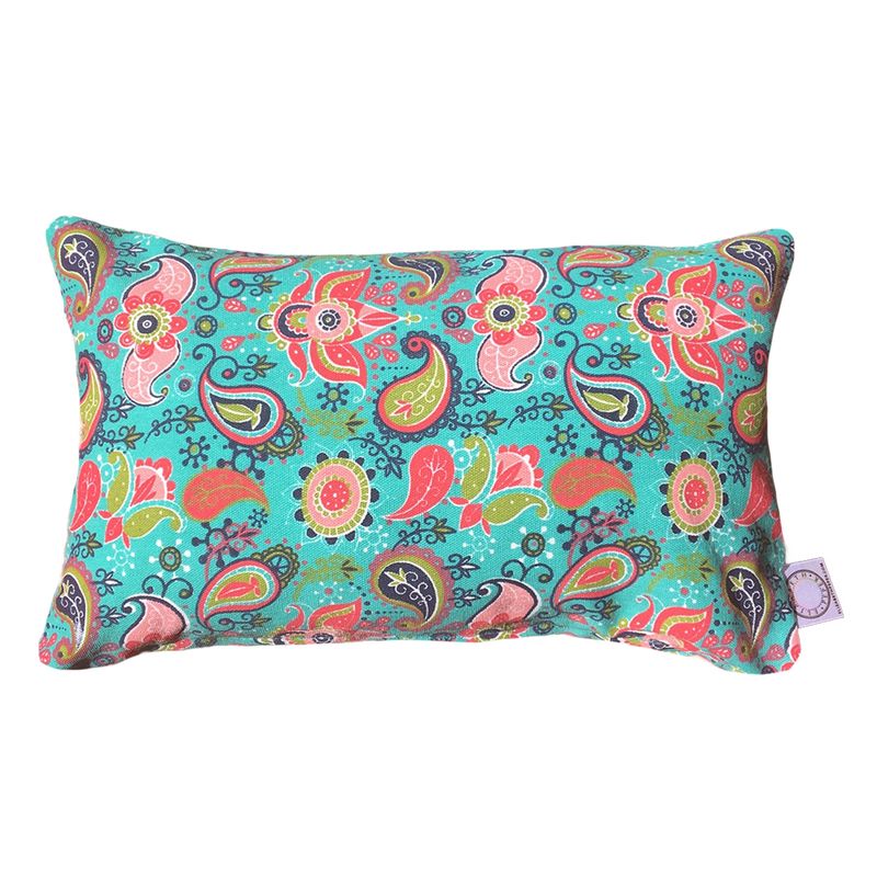 ELIZABETH PEPER - COJIN DECORATIVO DISEÑO TURQUESA Y ROSA 50X30 RELLENO.