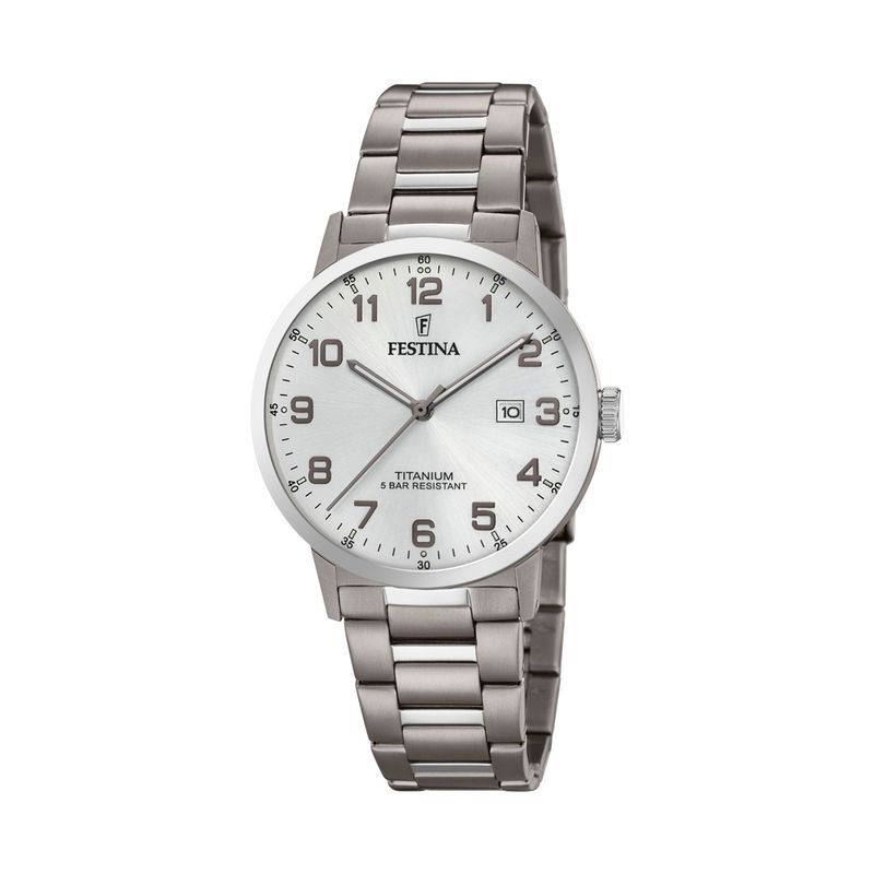 FESTINA - Reloj F20435/1 Festina Blanco Nácar Hombre Calendario Titanium