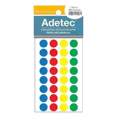 ADETEC - 224 Etiquetas Manual Circular 4 Colores 15 mm Diametro