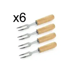 GENERICO - Pack 6 Pinchos Para Coctel Picoteo Tenedor Acero Y Madera