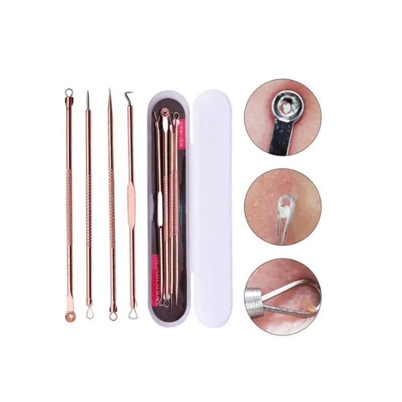 GENERICO - Extractor Acné Espinilla Punto Negro 4 Piezas + Estuche