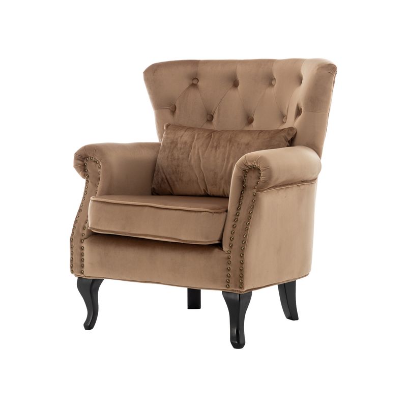 NOVAHUS - Poltrona de Terciopelo Roma Beige