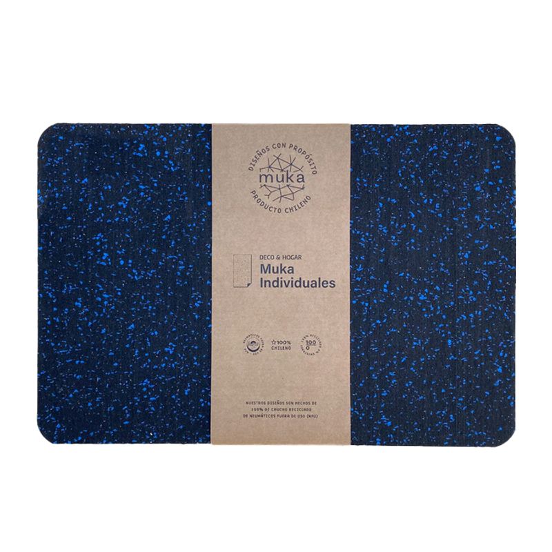 MUKA - Pack 6 Individuales Muka Caucho Reciclado Negro Azul