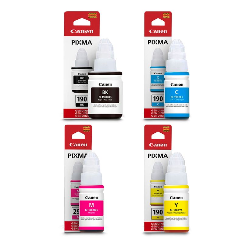 CANON - 4 Tintas Canon Gi190 Genuinas GI-190  G1100 G2100 G3100 G4100 C/iva
