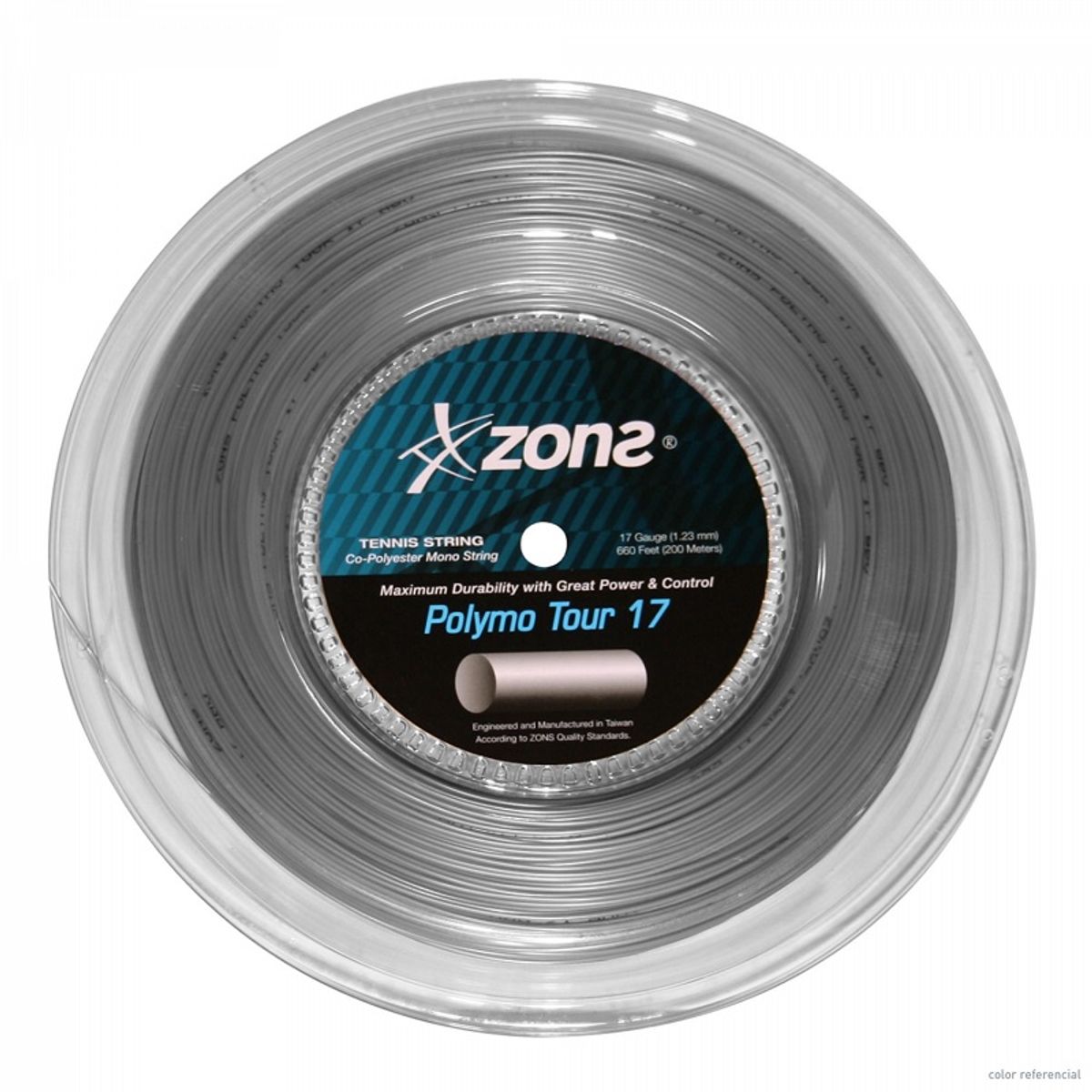 ZONS - CUERDA DE TENIS ZONS POLYMO TOUR 17L/1.23MM SILVER 200 MTS.