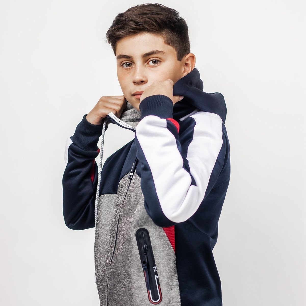 GANGSTER - Niño Poleron Active Hoodie Ring Azul Gangster