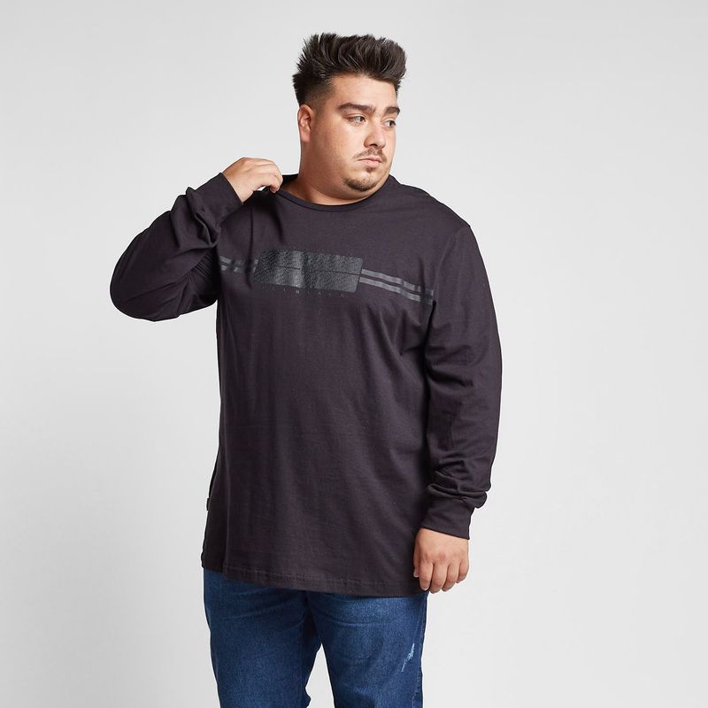 GANGSTER - Plus Polera Manga Larga Allb Negro Gangster