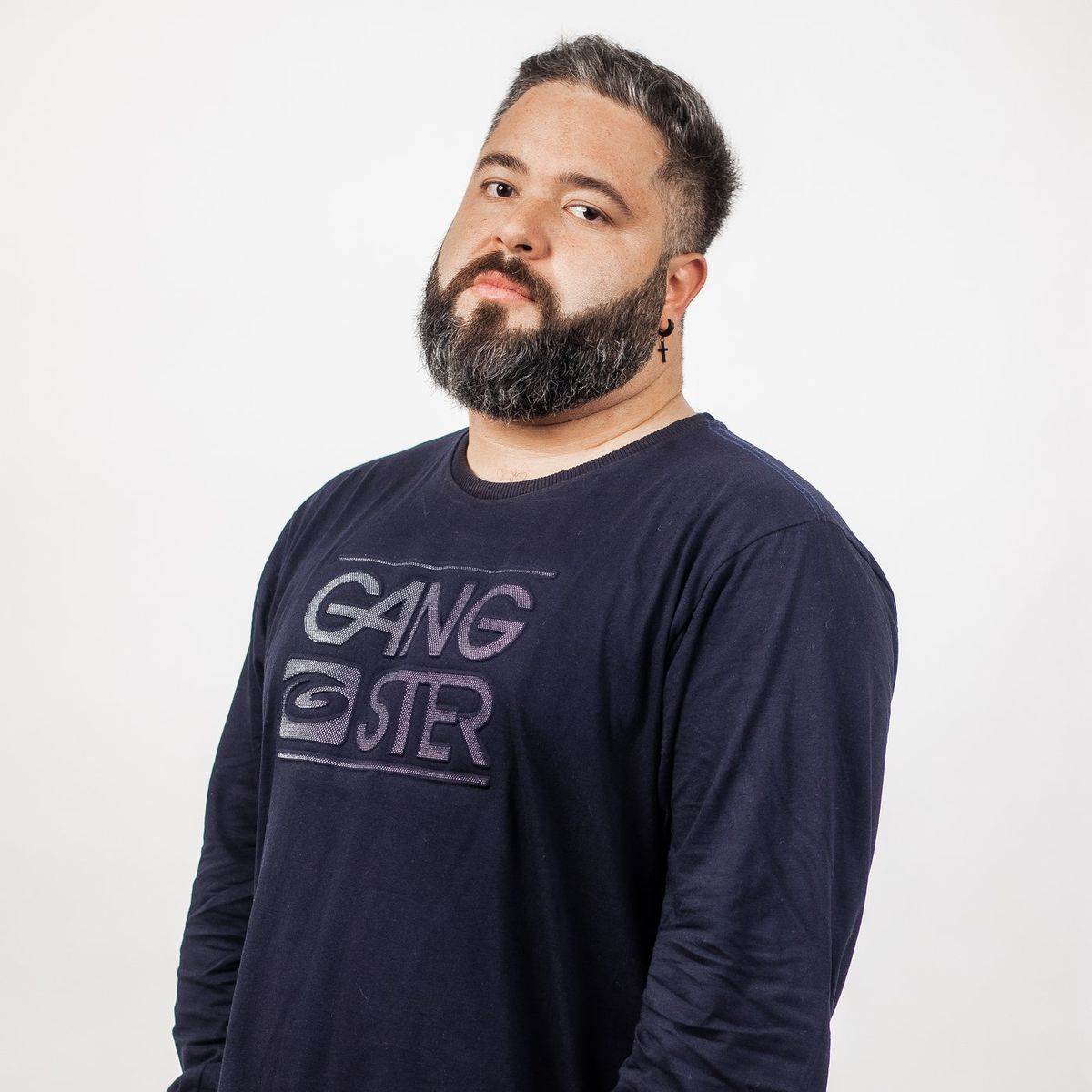 GANGSTER - Plus Polera Manga Larga Hope Azul Marino Gangster