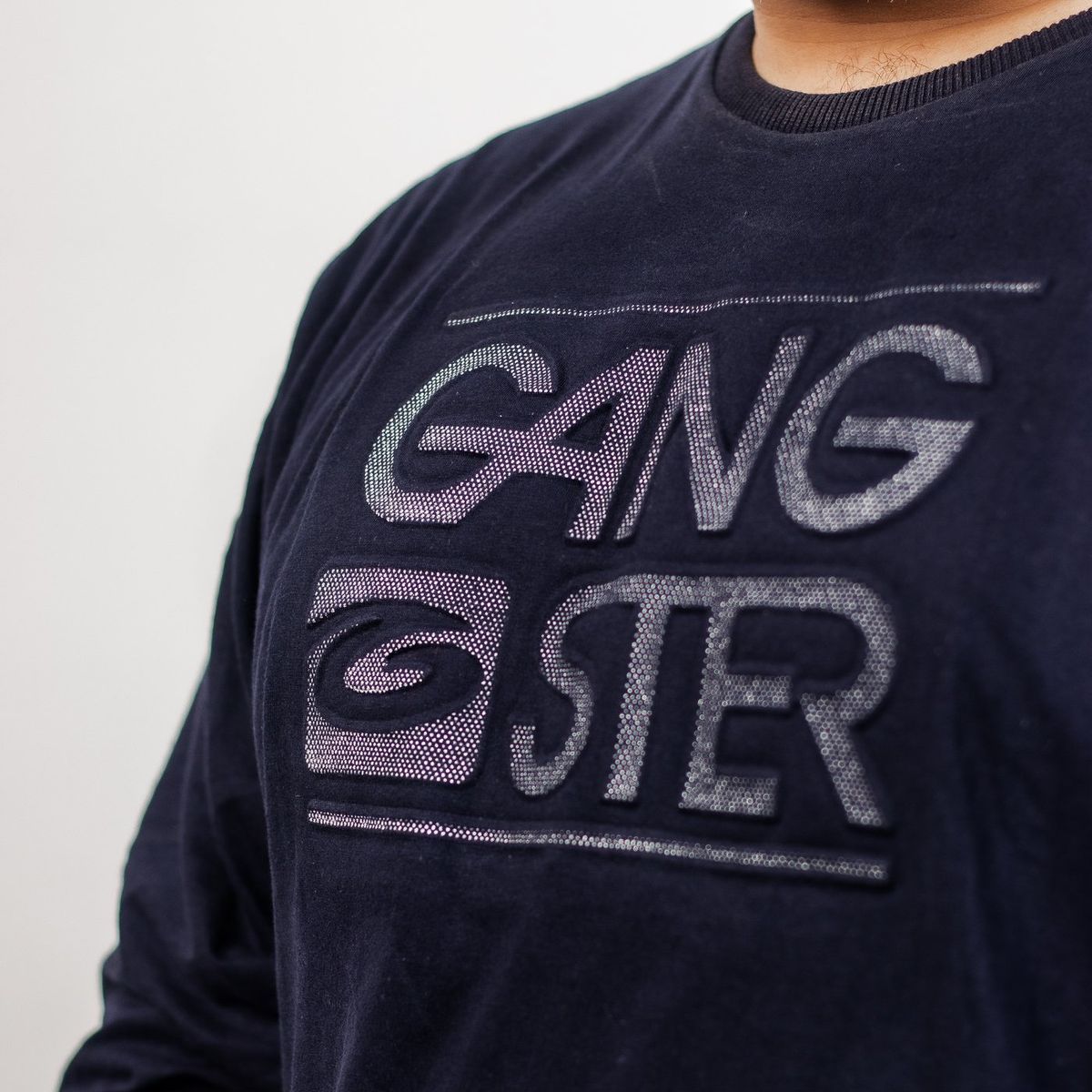 GANGSTER - Plus Polera Manga Larga Hope Azul Marino Gangster