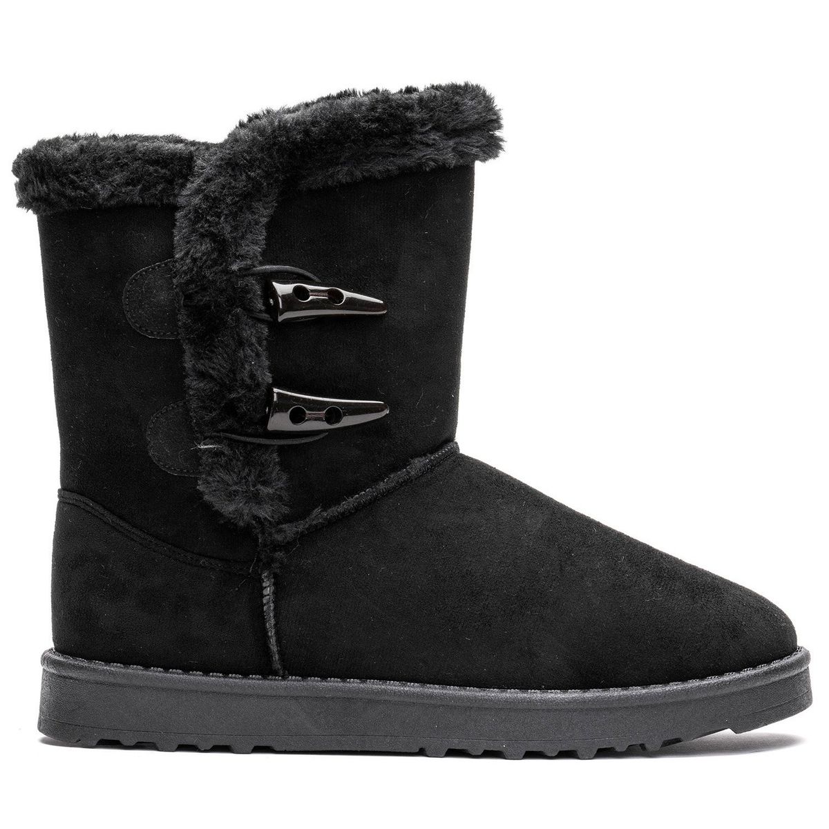 CHANCLETA - Bota Mujer Negro Felpu Chancleta
