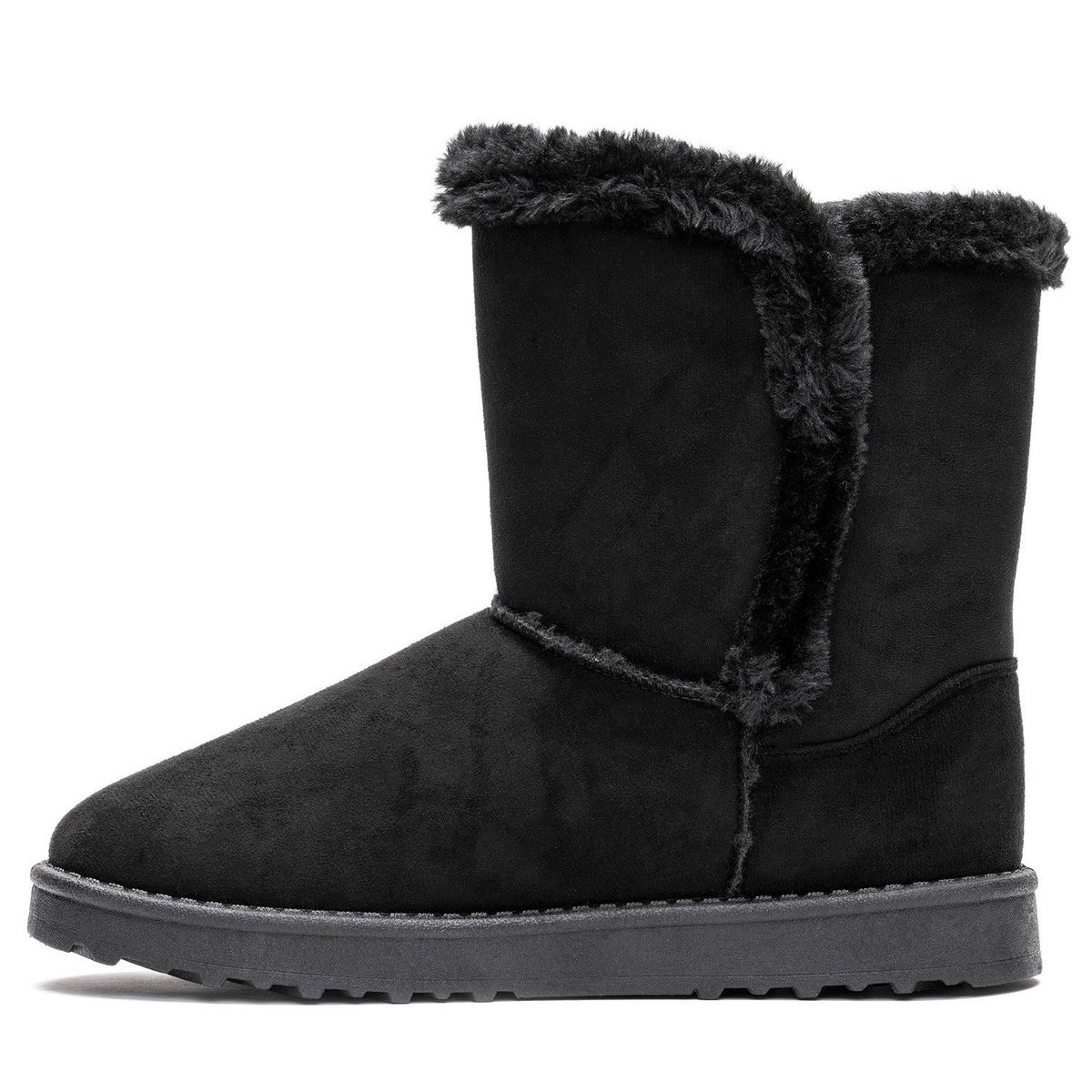 CHANCLETA - Bota Mujer Negro Felpu Chancleta