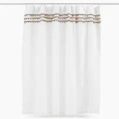 GENERICO - Cortina de baño con pompones 180x190 cm