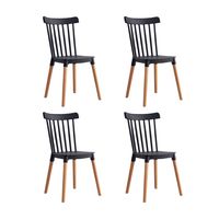 Pack de 4 Sillas Clásicas de Comedor PP Madera Negro
