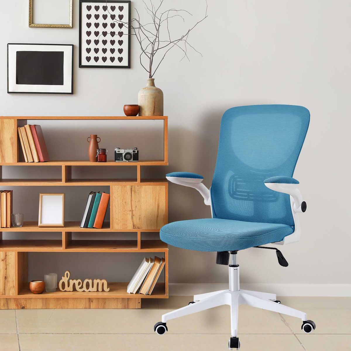 NOVAHUS - SILLA DE OFICINA DE MALLA , CON  REPOSABRAZOS ABATIBLES