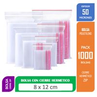 Bolsa Cierre Hermetico 8x12 Cms paquete de 1000 Unds