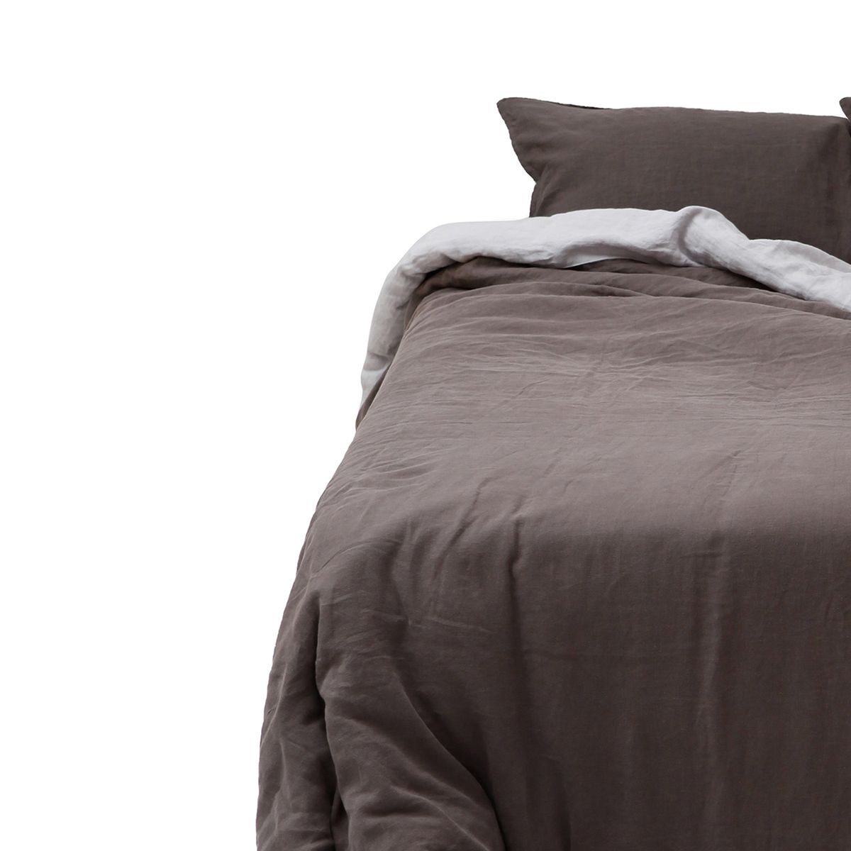 NATURALINO - Funda de Plumón Lino Reversible - Grises - 1,5 Plaza - Naturalino